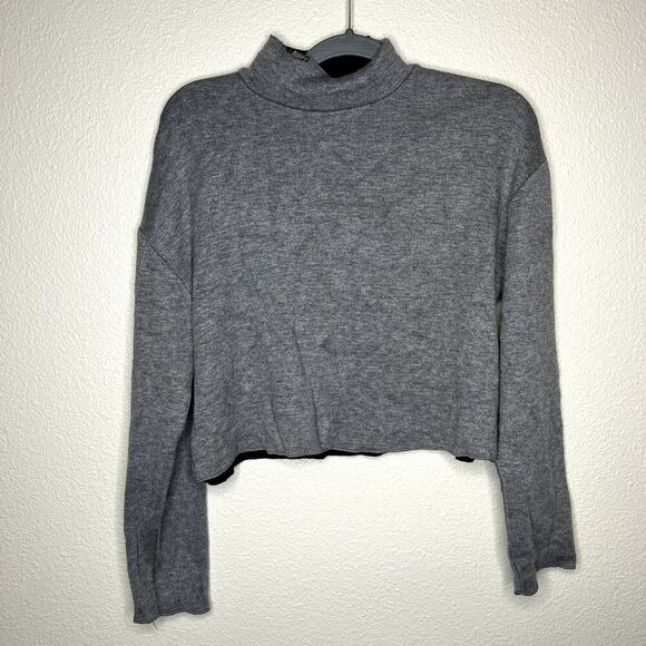 Copied - Zara Long Sleeve Gray High Neck Sweater Shirt Size Small - Picture 2 of 5